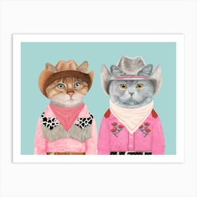 Cowgirl Cats Art Print