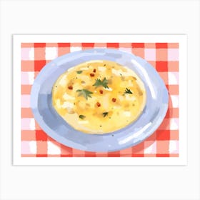 A Plate Of Polenta, Top View Food Illustration, Landscape 1 Art Print
