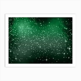 Green Shade Shining Star Background Art Print