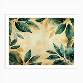 Frame With Green Leaves Art Print