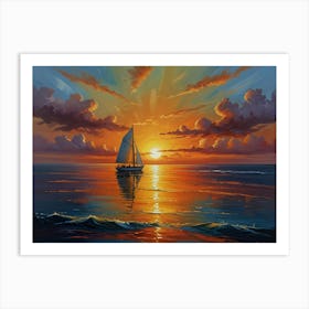 Sunset Sailboat Art Print