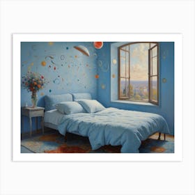 Blue Bedroom Art Print