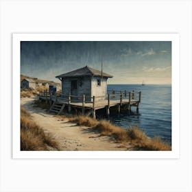 'The Beach Hut' Hamptons style Art Print