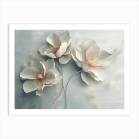 Three White Flowers Art Print