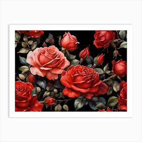 Default A Stunning Watercolor Painting Of Vibrant Red Roses Be 1 (1) Art Print