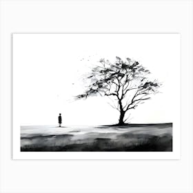 Black And White Of A Tree Art Print