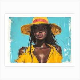 Illustration of an African American woman at the beach 38 Art Print