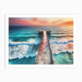 Aerial Pier Sunset4 Art Print