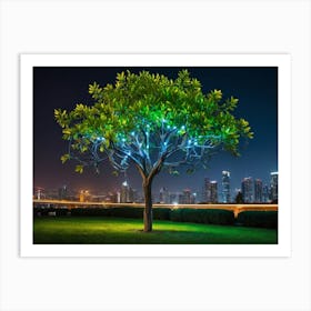 Tree With Lights Art Print