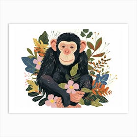 Little Floral Chimpanzee 3 Art Print