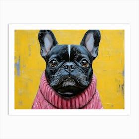 Frenchie In Pink And Yellow 4 Art Print