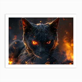 Black Cat On Fire 2 Art Print