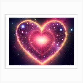 A Colorful Glowing Heart On A Dark Background Horizontal Composition 93 Art Print