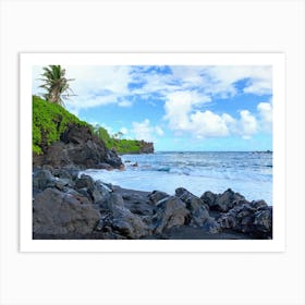 Black Sand Beach On The Road To Hanna (Maui Series) Art Print