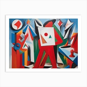 Abstract Painting Capturing The Essence Of Confusion And Joy Where A Human Figure Colored Vibrant (2) Art Print