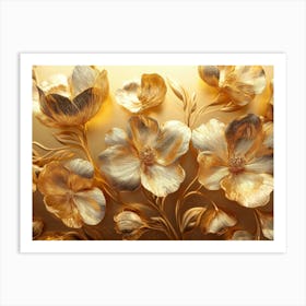 Gold Flowers 13 Art Print