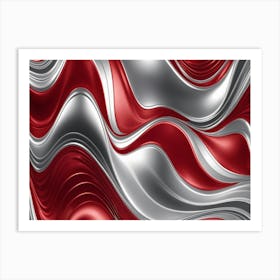 Abstract Red And Silver Wave Pattern Art Print