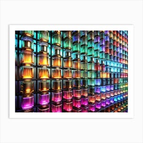 Wall Of Colorful Glass Bottles Art Print