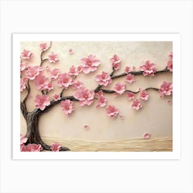 3d Tree with Pink Flowers 1 Art Print