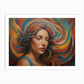 Woman With Colorful Hair Art Print