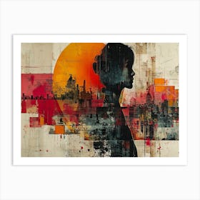 Temporal Resonances: A Conceptual Art Collection. Silhouette Of A Woman Art Print