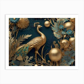 Christmas Peacock Art Print