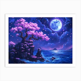 Moonlight Over The Ocean 3 Art Print