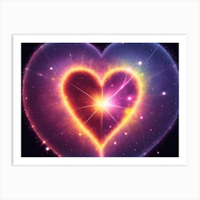 A Colorful Glowing Heart On A Dark Background Horizontal Composition 58 Art Print