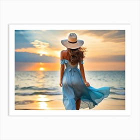 Beautiful Woman On The Beach Art Print