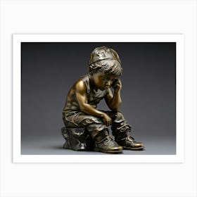 Thinker Boy Statue Art Print