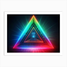 Neon Triangle With Glowing Lights Art Print