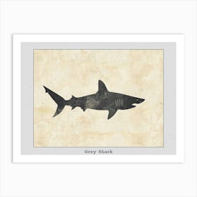 Grey Shark Silhouette 3 Poster Art Print