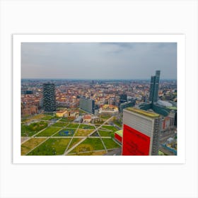 Stampa di Milano. Skyscrapers view from above. Aerial Photography Art Print