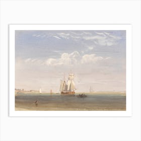 A Merchantman Becalmed Offshore, David Cox Art Print