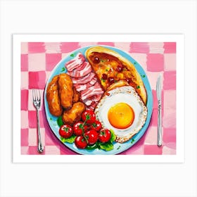 Breakfast Pink Checkerboard Art Print