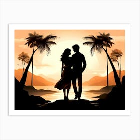 Couple At Sunset Art Print