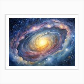 A Glowing Image Of A Spiral Galaxy Captured Throug (1) Art Print