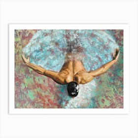 Butterfly Swimmer with Black Cap Art Print