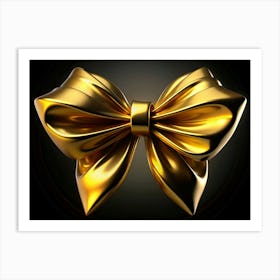 Golden Bow On Black Background 1 1 Art Print