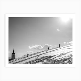 Climbing The Snowcovered Hill Art Print