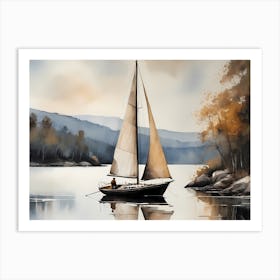 Sailboat Painting Lake House (16) Art Print