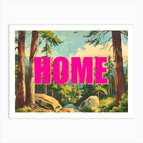 Pink And Gold Home Poster Retro Wooded Pines 4 Art Print