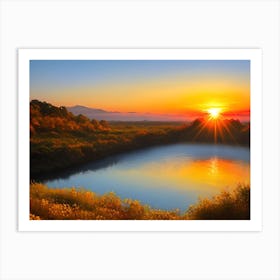 Sunset Over A Lake 4 Art Print