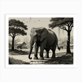 Elephants In The Savannah Art Print