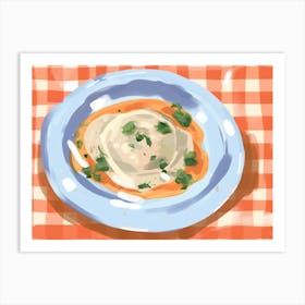 A Plate Of Ravioli, Top View Food Illustration, Landscape 4 Art Print