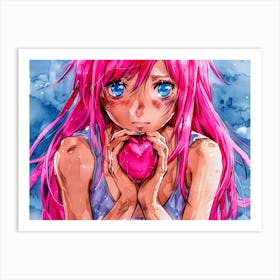 Pink Haired Girl Art Print