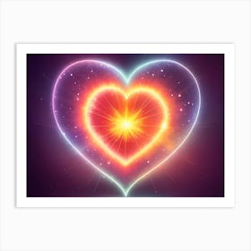 A Colorful Glowing Heart On A Dark Background Horizontal Composition 29 Art Print