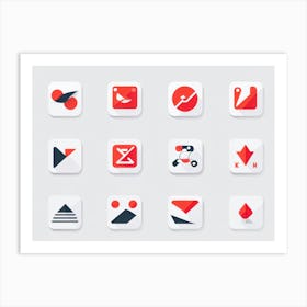 Abstract Vector Icons Set For A Modern Web Navigation Interface Incorporating Minimalist Design Sc (2) Art Print