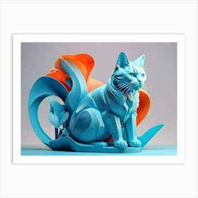 3d Cat Sculpture Art Print