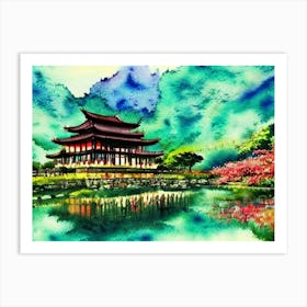 Temple Garden In Spring Bloom  Art Print